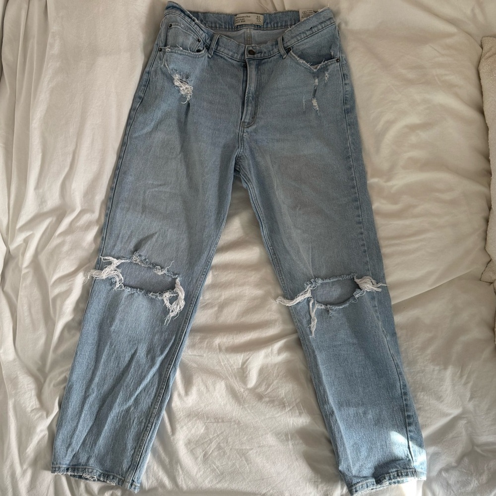 Abercrombie & Fitch Distressed Light Blue Boyfriend Jeans